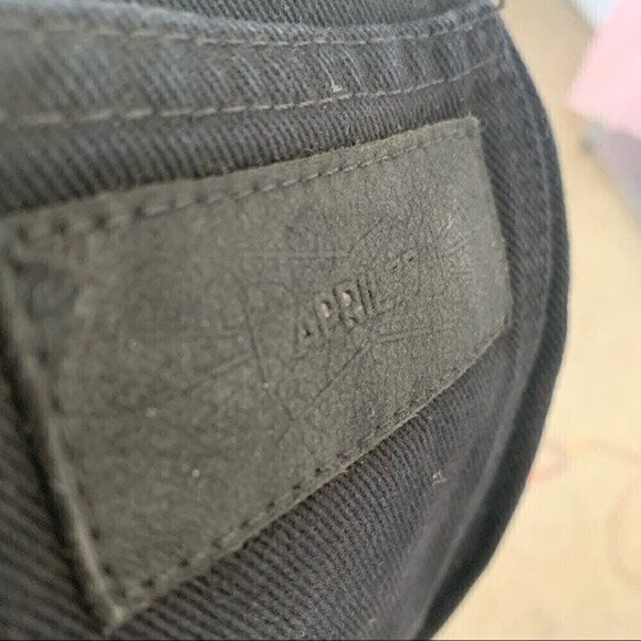 denim Womens Jean shorts butterfly buttons HIGH RISE 25 BLACK raw hem 𝅺APRIL77 - Picture 10 of 13